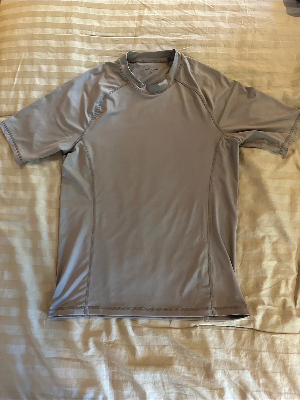Lands' End Men’s Short-Sleeve Rash Guard in Light Gray